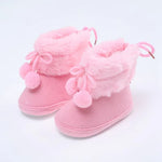 Winter Baby Boots plus Velvet Snow Booties Baby Shoes Warm Baby Girl Shoes Pompom Soft Sole Indoor Walking Shoe