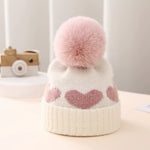 Winter Baby Knitted Hat Soft Pompom Newborn Beanie Cap Cute Love Heart Crochet Warm Infant Girls Hats Bonnet