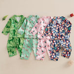 Kids Girls Boys Christmas Pajamas Set Children Sleepwear Candy Cane Print Long Sleeves Shirt Pants Infant Nightwear