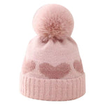 Winter Baby Knitted Hat Soft Pompom Newborn Beanie Cap Cute Love Heart Crochet Warm Infant Girls Hats Bonnet