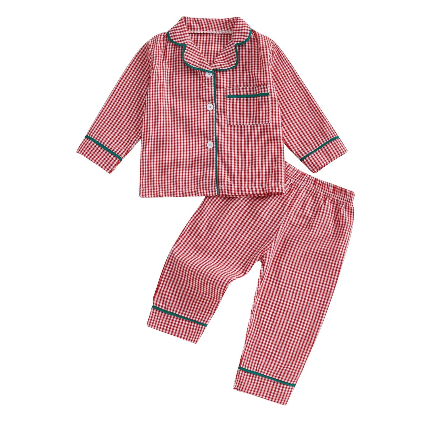 Plaid Print Baby Girl Boy Christmas Pajamas Set Kids Sleepwear Long Sleeve Shirt Pants 2PCS Set Toddler Nightwear