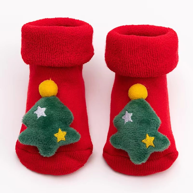 Baby Christmas Socks for Newborns Infant Short Socks Kids Children'S Socks for Girls Boys Non-Slip Print Cotton Toddler Clothing