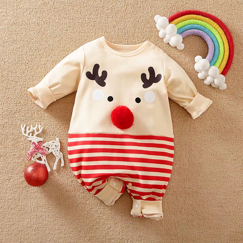 Baby Boy Outfit Christmas Elk Infant Clothes Toddler Onesie Costume Romper Jumpsuit 0-18 Months Long Sleeve Newborn Trendy Girls