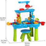 Kids Sand Water Table for Toddlers, 3-Tier Sand and Water Play Table Toys for Toddlers Kids, Activity Sensory Tables outside Beach Toys for Toddler Boys Girls Age 1-3 3-5 Gift