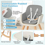 Babyjoy 3 in 1 Convertible Wooden High Chair Toddler Feeding Chair with Cushion Grey