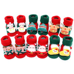 Xmas Baby Socks Winter Warm Thick Terry Socks for Newborn Cartoon Santa Elk anti Slip Floor Socks Baby Boys Girls Sock