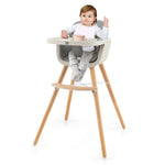 Babyjoy 3 in 1 Convertible Wooden High Chair Toddler Feeding Chair with Cushion Grey