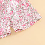 Summer Kids Girls Pajamas Sets Satin Slik Floral Print Short Sleeves Button Shirt Elastic Shorts Sleepwear Loungewear