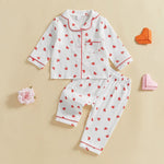 Soft Cotton Kids Girls Boys Pajama Sets Valentine'S Day Children Sleepwear Heart Long Sleeves Shirt Pants Loungewear