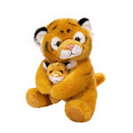 Simulation Mother&Kid Tiger Plush Toys Soft Wild Animal White Brown Tiger Hand Puppet Doll Cartoon Backpack for Children Kids