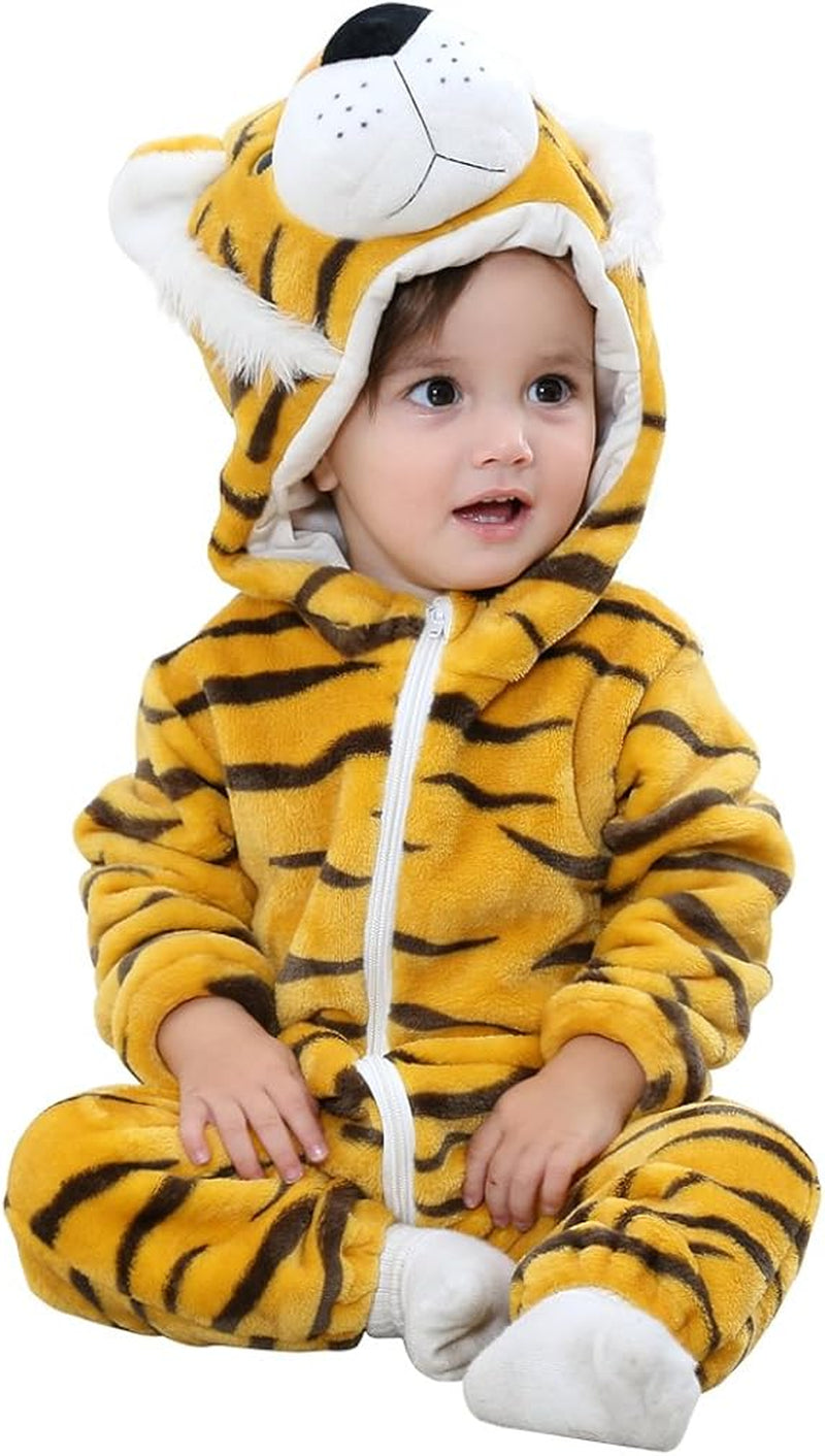 Unisex Baby Animal Costume Winter Autumn Flannel Hooded Romper Cosplay Jumpsuit