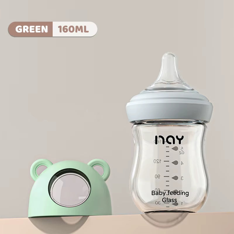 Newborn Glass Feeding Bottle Wide Caliber Anti-Flatulence Nursing Anti-Choke Baby Bottle Infant BPA Free 0-6 Month Glass Bottle