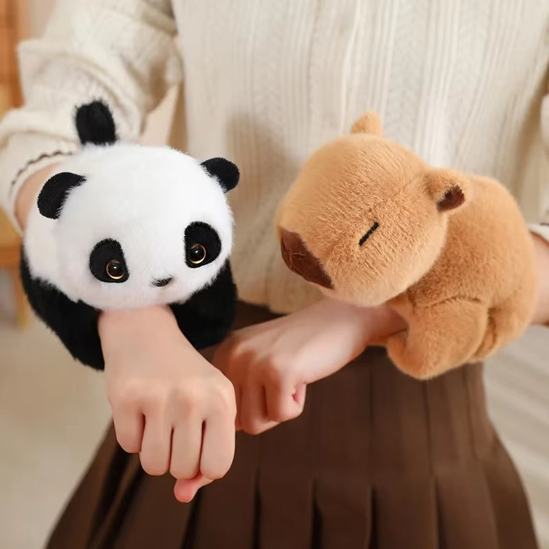 Creative Stuffed Animals Raccoon Fox Husky Cat Monkey Papa Circle Toy Wrapped around Arm Doll Toys for Kids Birthday Gift