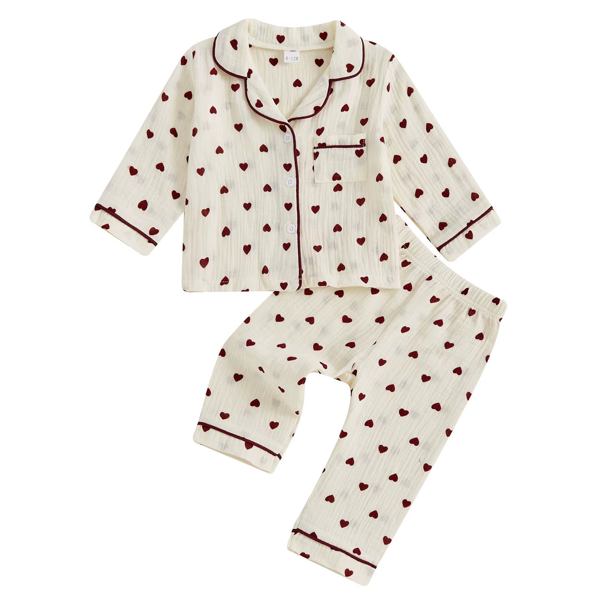 Soft Cotton Kids Girls Boys Pajama Sets Valentine'S Day Children Sleepwear Heart Long Sleeves Shirt Pants Loungewear