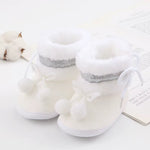 Baby Boots Solid Pompom Winter Plush Snow Booties for Newborn Boys Girls Soft Comfortable Warming Shoes