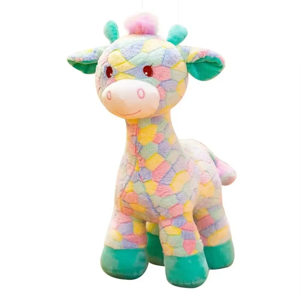 1PC Creative Simulation Deer Doll Rainbow Color Plush Giraffe Toy Gifts for Children Soft Pillow Plush Pillow Bed Sofa Decor