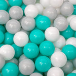 Grey Velvet Ball Pit with 200 Aqua, White, & Grey Balls