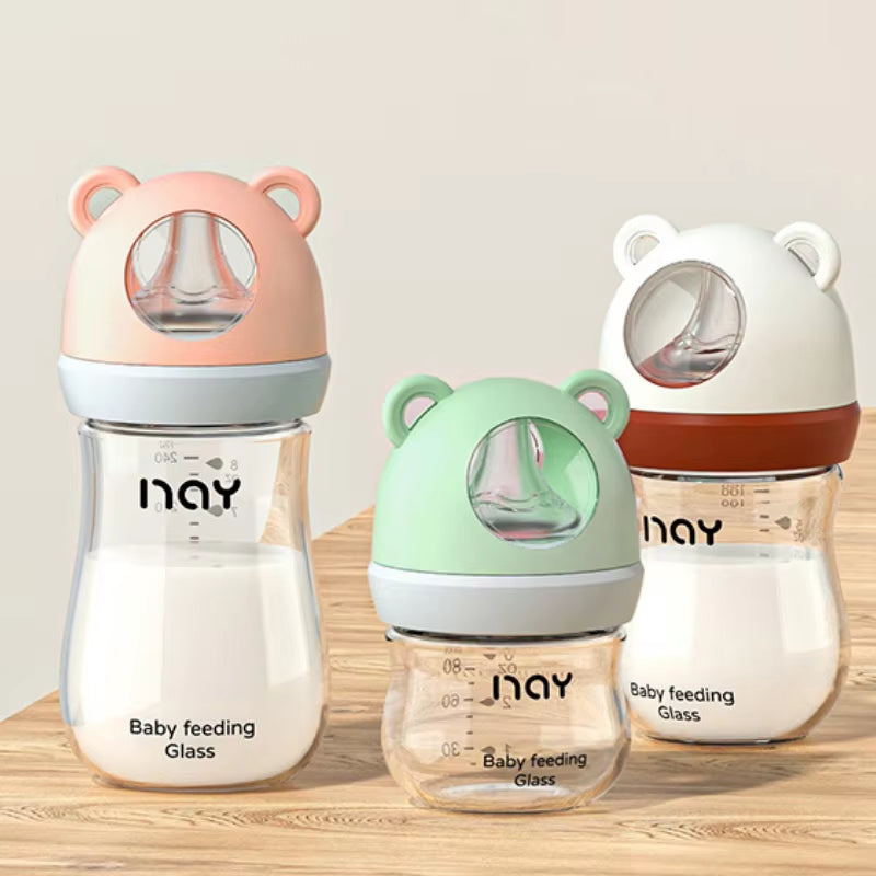 Newborn Glass Feeding Bottle Wide Caliber Anti-Flatulence Nursing Anti-Choke Baby Bottle Infant BPA Free 0-6 Month Glass Bottle