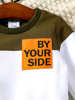 Baby Boys Long Sleeve Autumn Woven Lable Letter Sweatshirt +Pant for Cool Fashion Set 2PCS