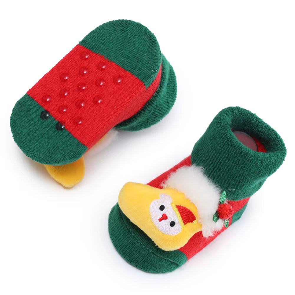 Xmas Baby Socks Winter Warm Thick Terry Socks for Newborn Cartoon Santa Elk anti Slip Floor Socks Baby Boys Girls Sock