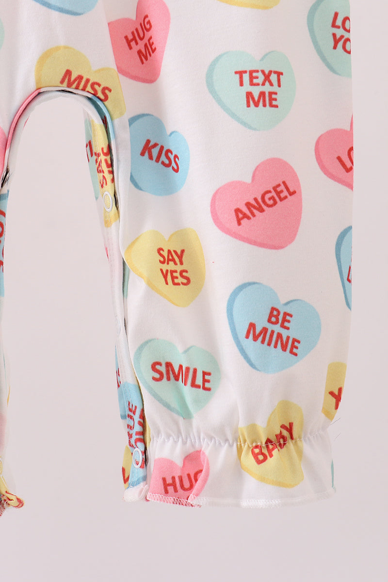 Blue heart print pocket romper