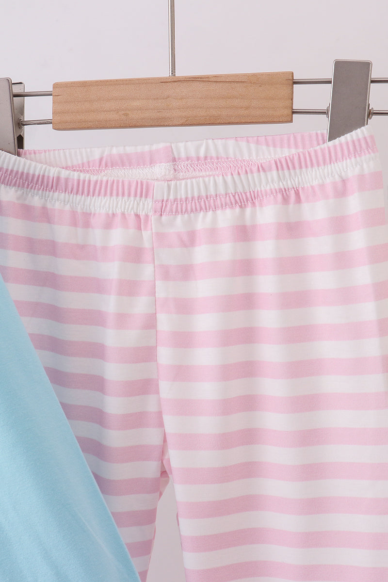 Blue truck heart applique ruffle pants set