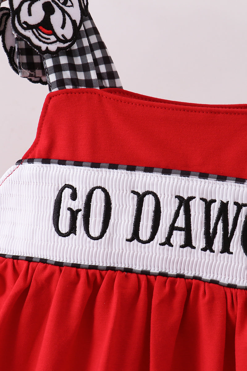 Red Georgia Go Dawgs Smocked Ruffle Shorts Set