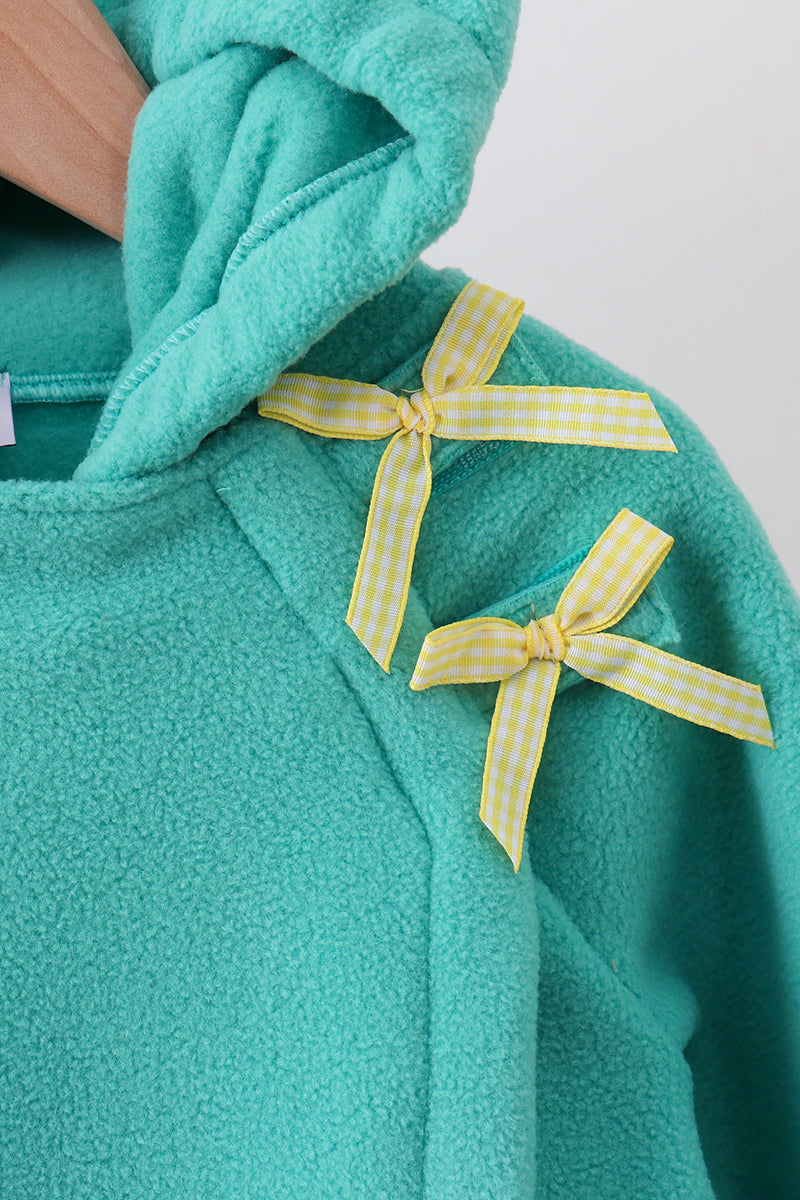 Turquoise Fleece Bow Coat