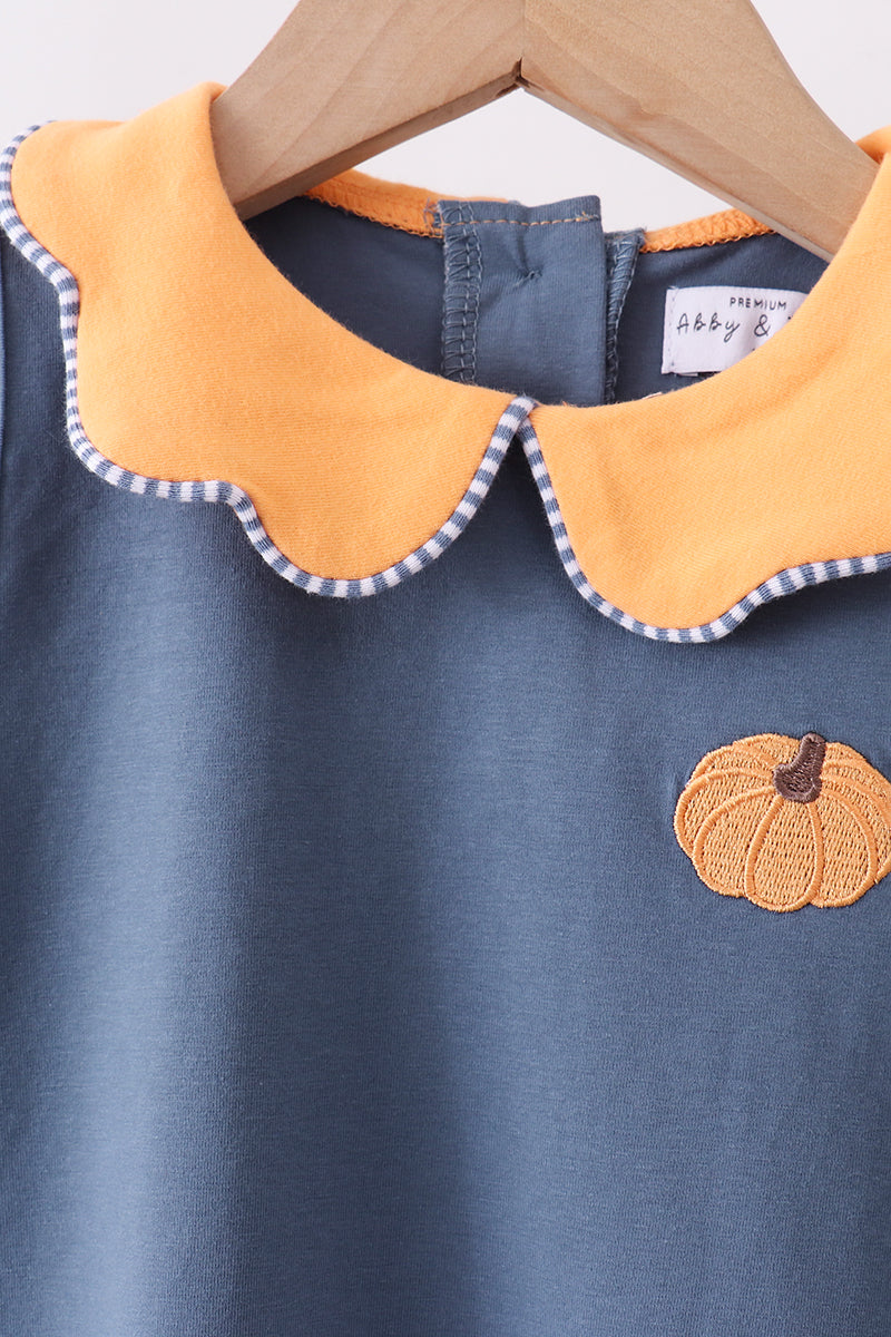 Teal pumpkin embroidery skorts set