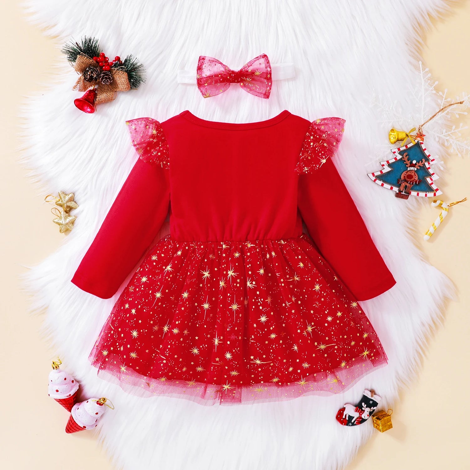 9M-4Years Merry Christmas Girl Red Dress Toddler Infant Baby Tulle Letter Tutu Party Dresses Xmas New Year Costumes D01