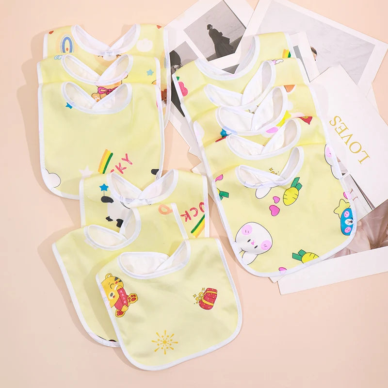 Random 5/8/10Pcs Baby Cotton Babadores Burp Saliva Towel Cartoon Bibs Bandana Waterproof Boys Girls Accessories Clothing