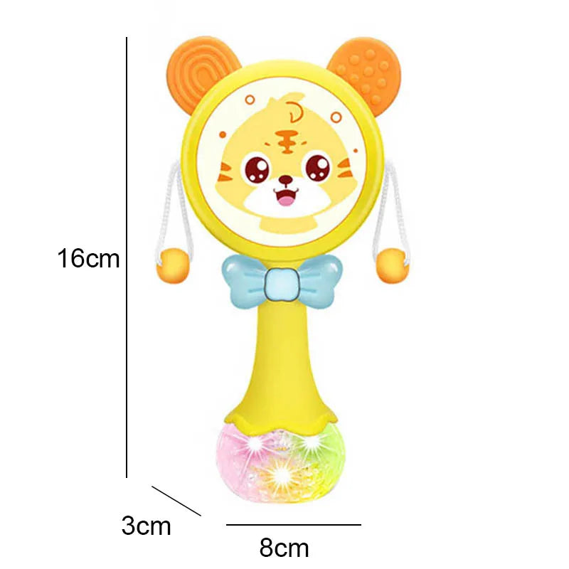 Baby Rattles Teether Rattle Toy Musical Flashing Hand Bells Rabbit Hand Bells Newborn Infant Early Educational Toys Gifts 0-12M