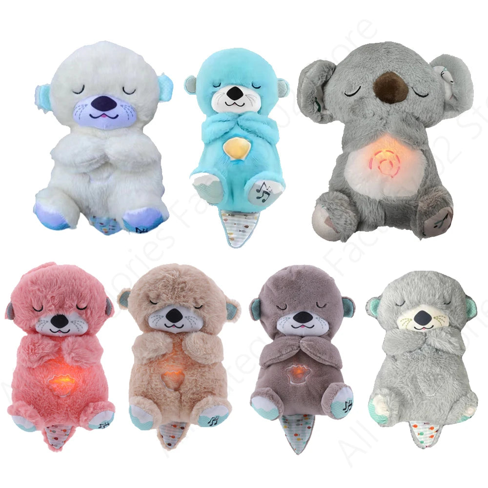 O-Tter Musical Stuffed Plush Toy Breathing Baby Sleep Toy with Light Soothe Kids Emotions O-Tter Cute Toy for Baby Toddler Gifts