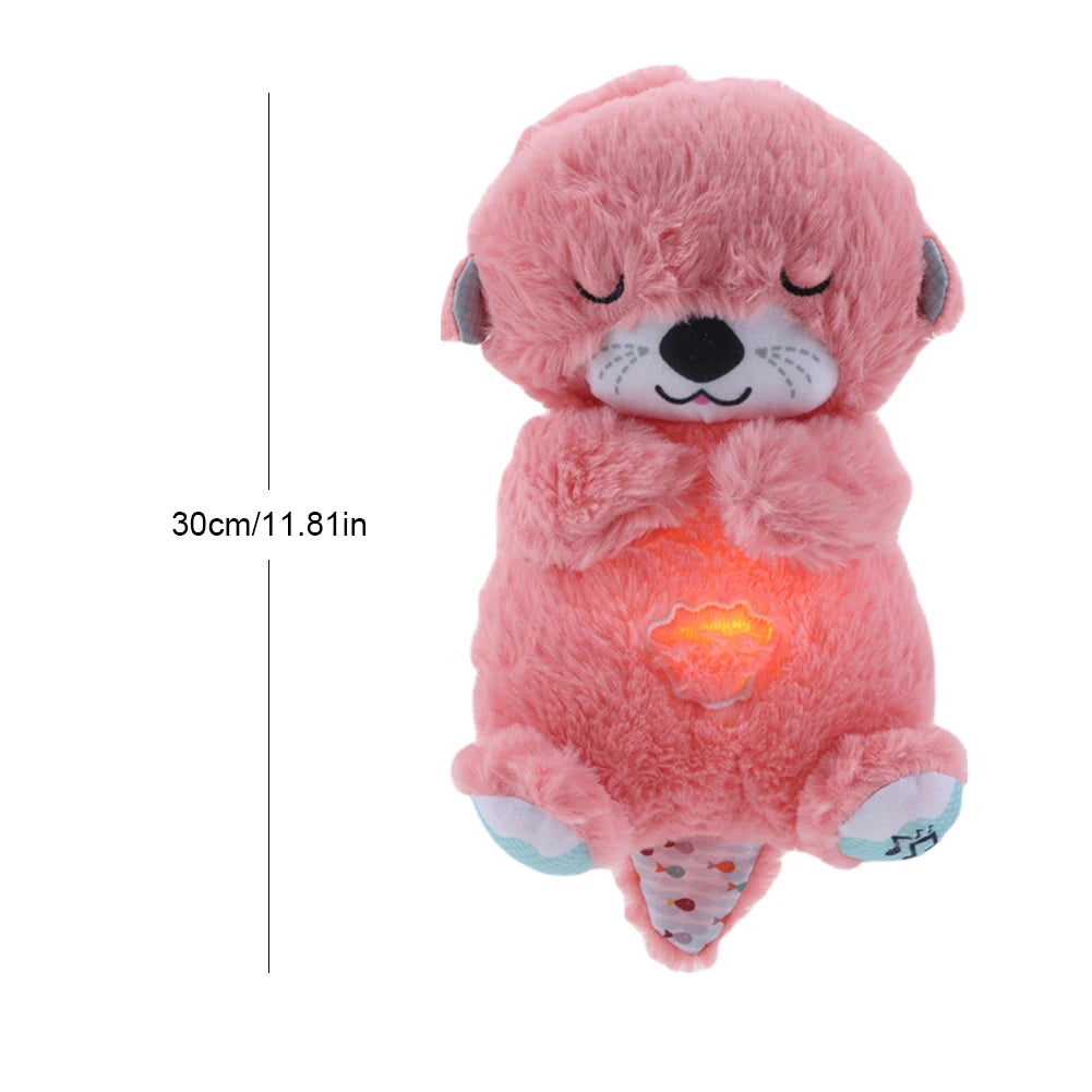 O-Tter Musical Stuffed Plush Toy Breathing Baby Sleep Toy with Light Soothe Kids Emotions O-Tter Cute Toy for Baby Toddler Gifts