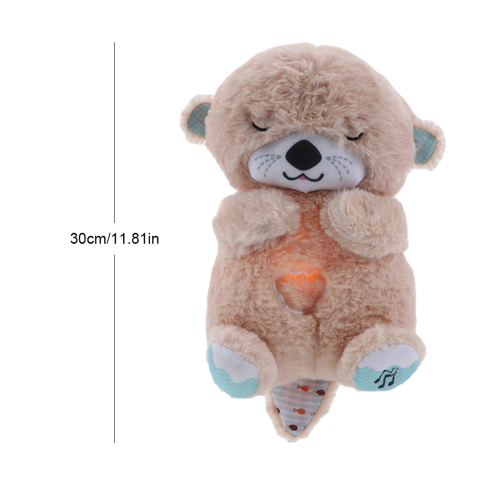 O-Tter Musical Stuffed Plush Toy Breathing Baby Sleep Toy with Light Soothe Kids Emotions O-Tter Cute Toy for Baby Toddler Gifts