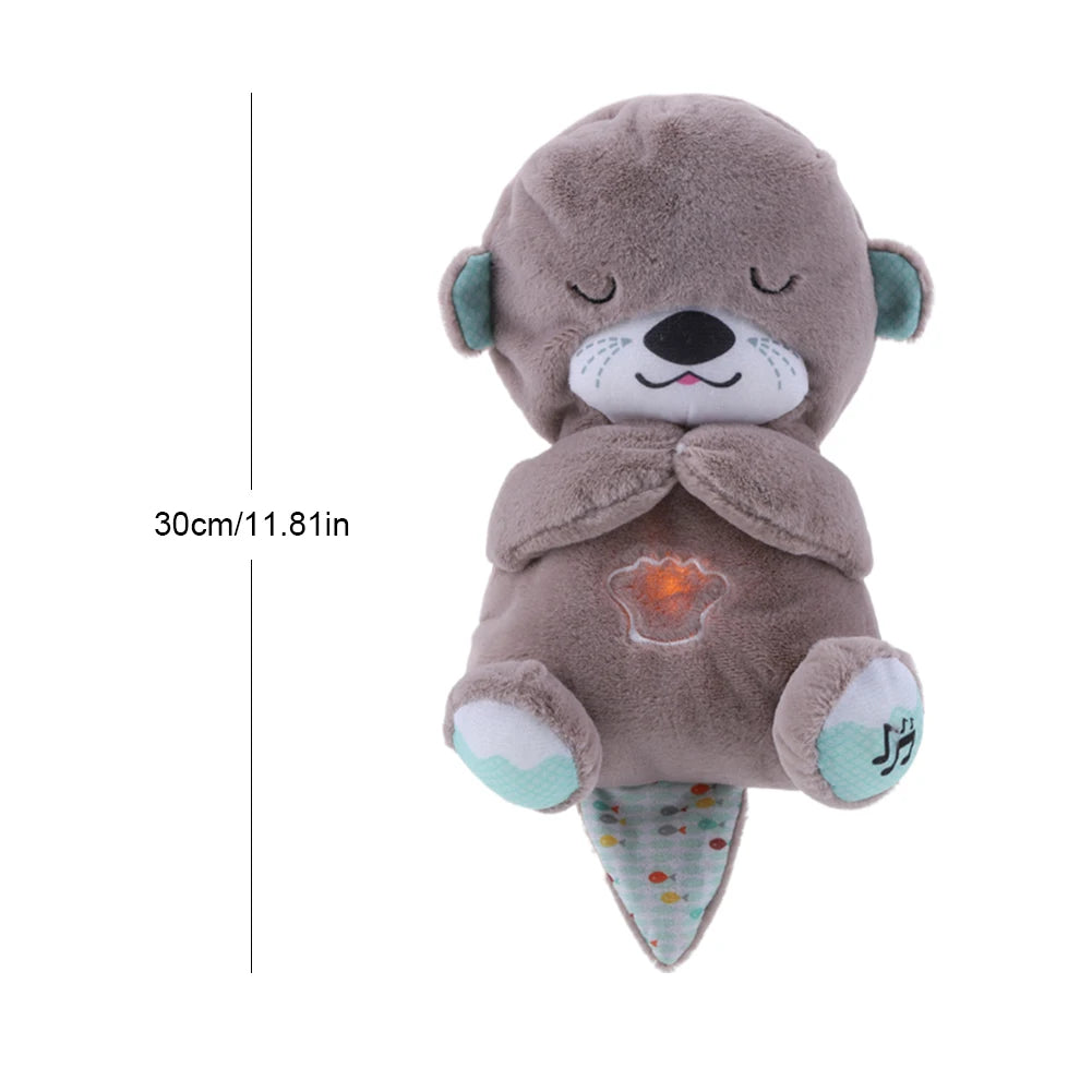 O-Tter Musical Stuffed Plush Toy Breathing Baby Sleep Toy with Light Soothe Kids Emotions O-Tter Cute Toy for Baby Toddler Gifts