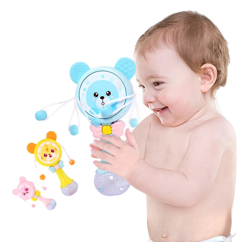 Baby Rattles Teether Rattle Toy Musical Flashing Hand Bells Rabbit Hand Bells Newborn Infant Early Educational Toys Gifts 0-12M