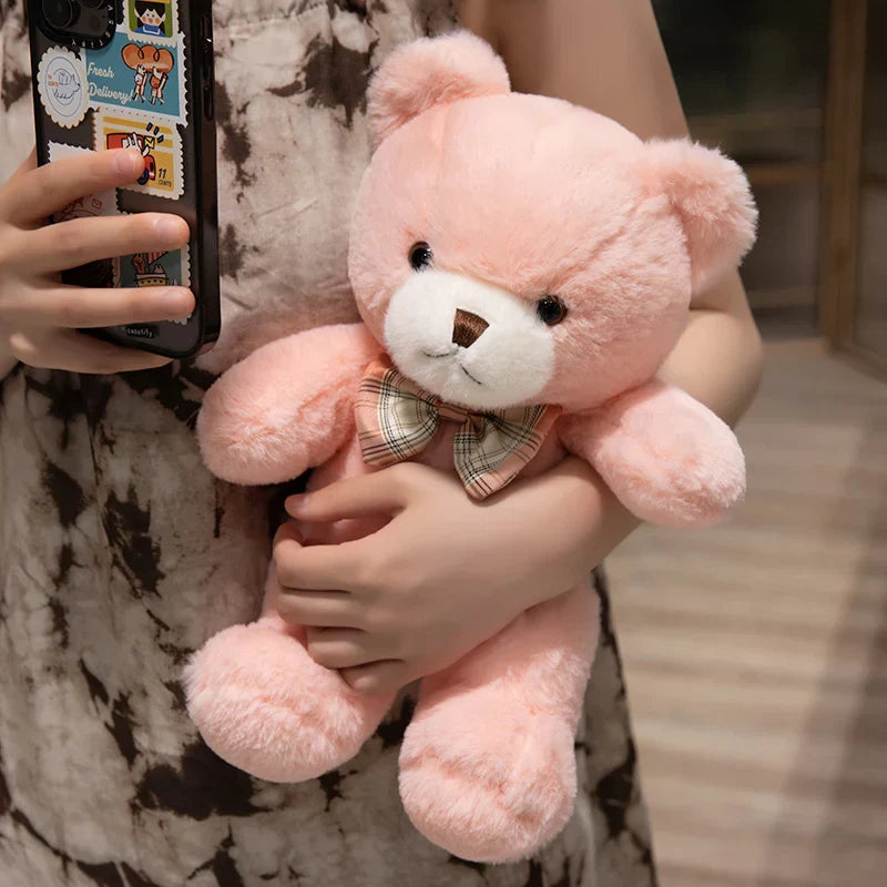 30CM Kawaii Colorful Bow Tie Bear Doll Plush Toy Hug Bear Doll Birthday Gift Pillow Teddy Bear Home Living Room Bedroom