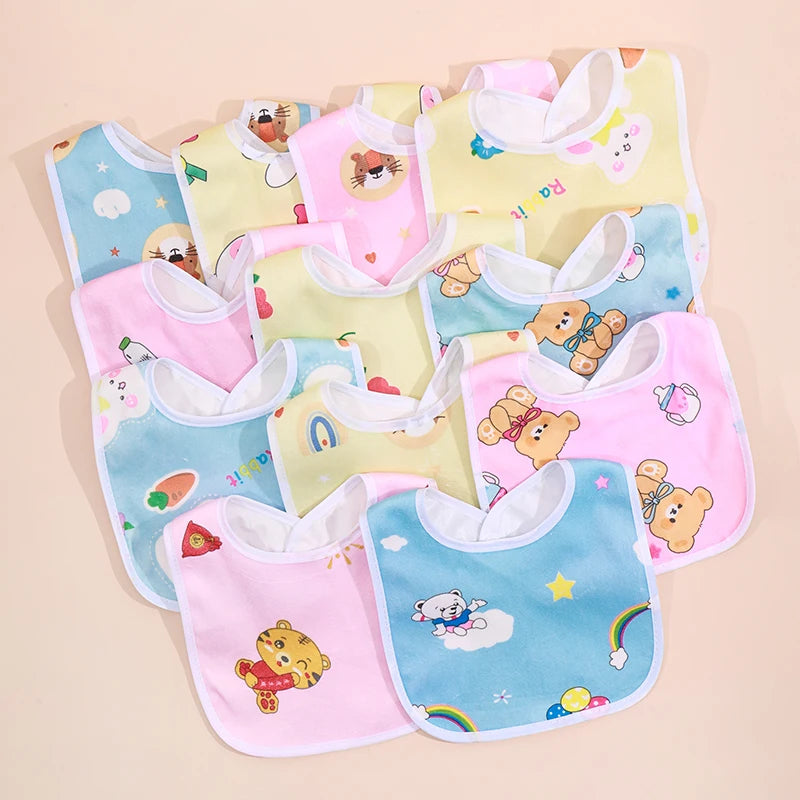 Random 5/8/10Pcs Baby Cotton Babadores Burp Saliva Towel Cartoon Bibs Bandana Waterproof Boys Girls Accessories Clothing