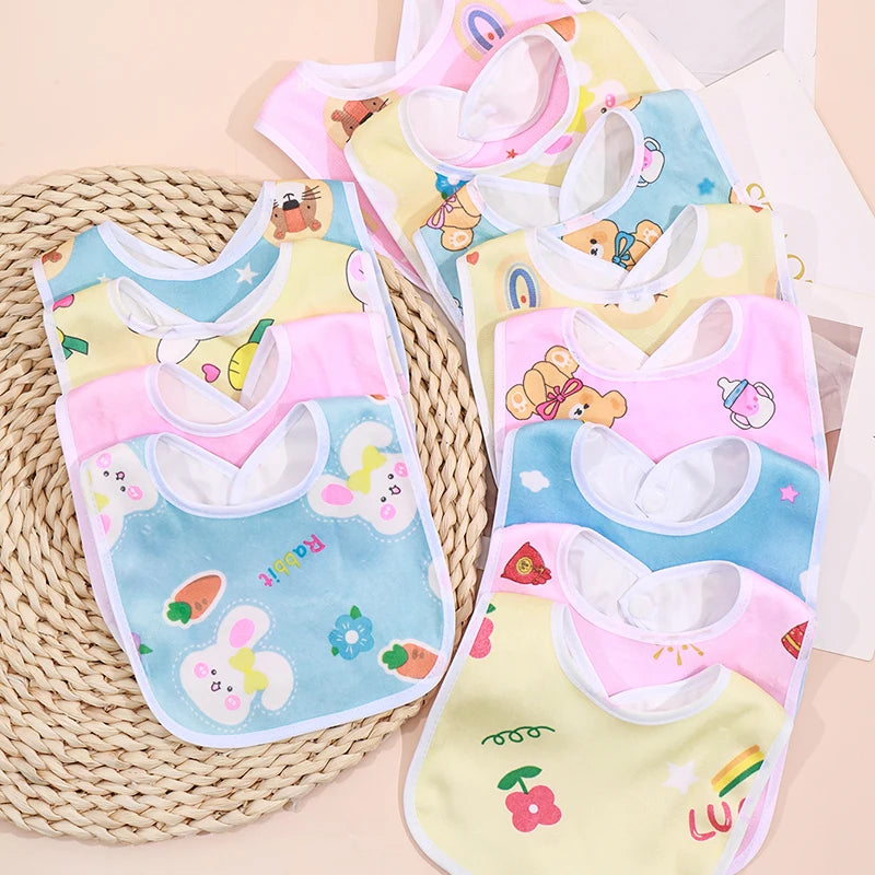 Random 5/8/10Pcs Baby Cotton Babadores Burp Saliva Towel Cartoon Bibs Bandana Waterproof Boys Girls Accessories Clothing