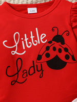 3-28M Baby Girl Fashion Clothes Infant Long Sleeve Cartoon Ladybird Bodysuit +Pant Set+Headband 3PCS