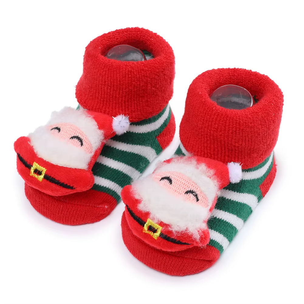 Xmas Baby Socks Winter Warm Thick Terry Socks for Newborn Cartoon Santa Elk anti Slip Floor Socks Baby Boys Girls Sock