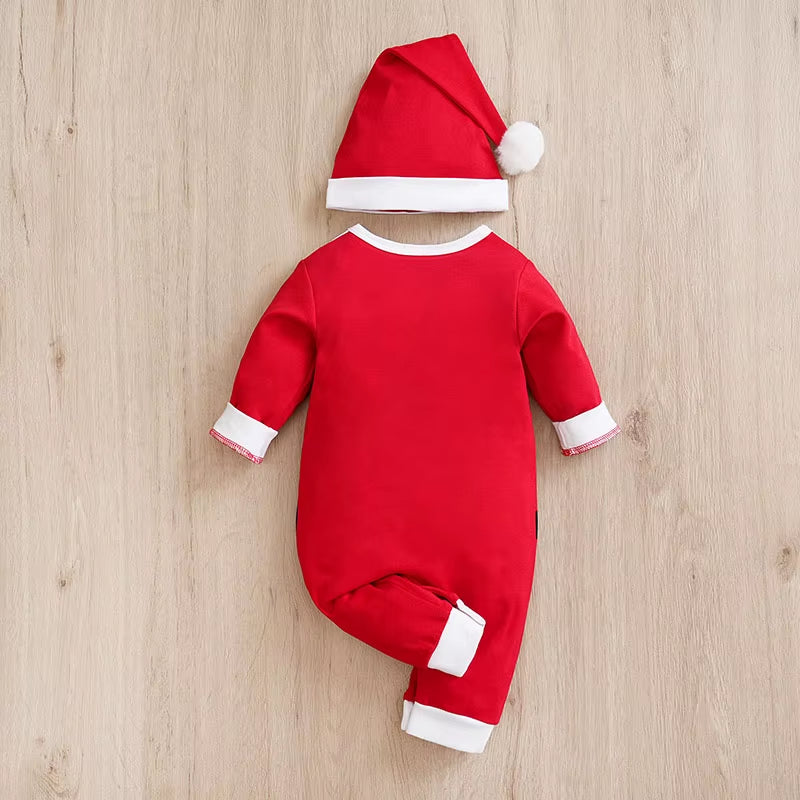 Christmas Santa Claus Newborn Baby Girl White Jumpsuit Costume Romper Boy Long Sleeve 100% Cotton Clothes Spring and Autumn Cute