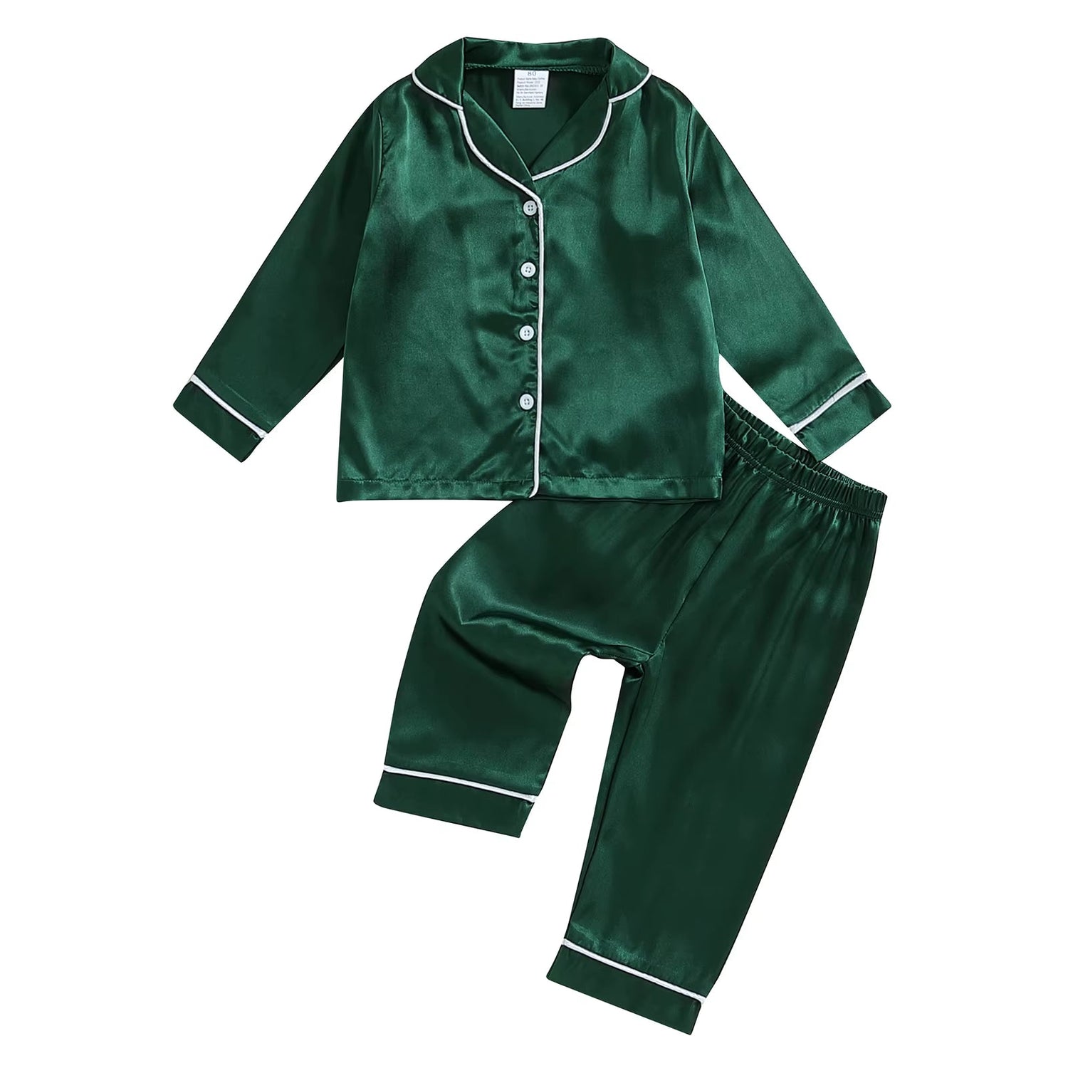 Soft Casual Girls Boys Pajama Sets Robe Fall Fashion Contrast Color Trim Long Sleeve Lapel Neck Tops Pant Sleepwear