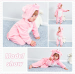 Unisex Baby Animal Costume Winter Autumn Flannel Hooded Romper Cosplay Jumpsuit