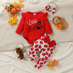 3-28M Baby Girl Fashion Clothes Infant Long Sleeve Cartoon Ladybird Bodysuit +Pant Set+Headband 3PCS