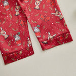 Slik Casual Kids Girls Nightwear Christmas Children Pajamas Set Long Sleeve Bowknot Button Shirt Pants Baby Sleepwear