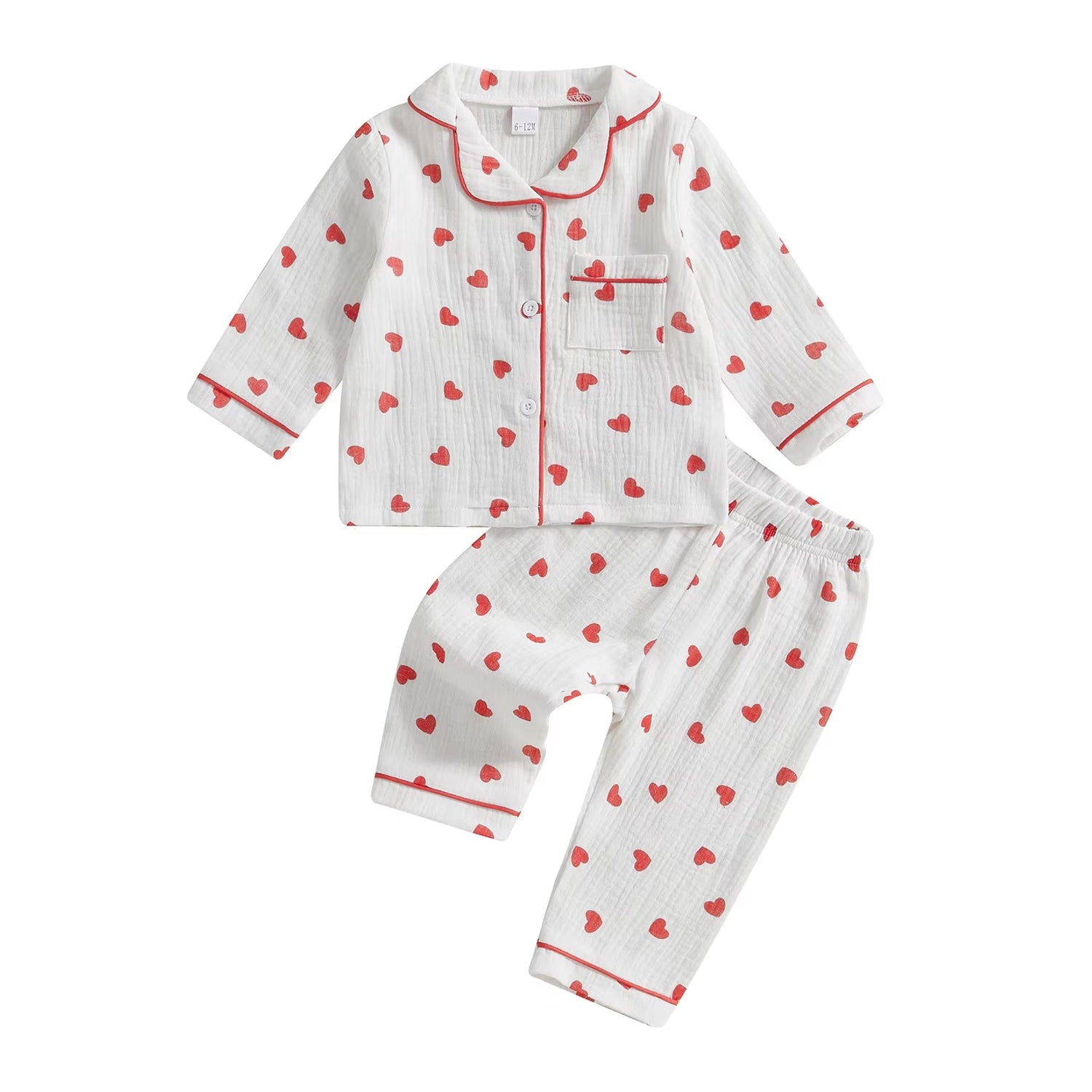 Soft Cotton Kids Girls Boys Pajama Sets Valentine'S Day Children Sleepwear Heart Long Sleeves Shirt Pants Loungewear