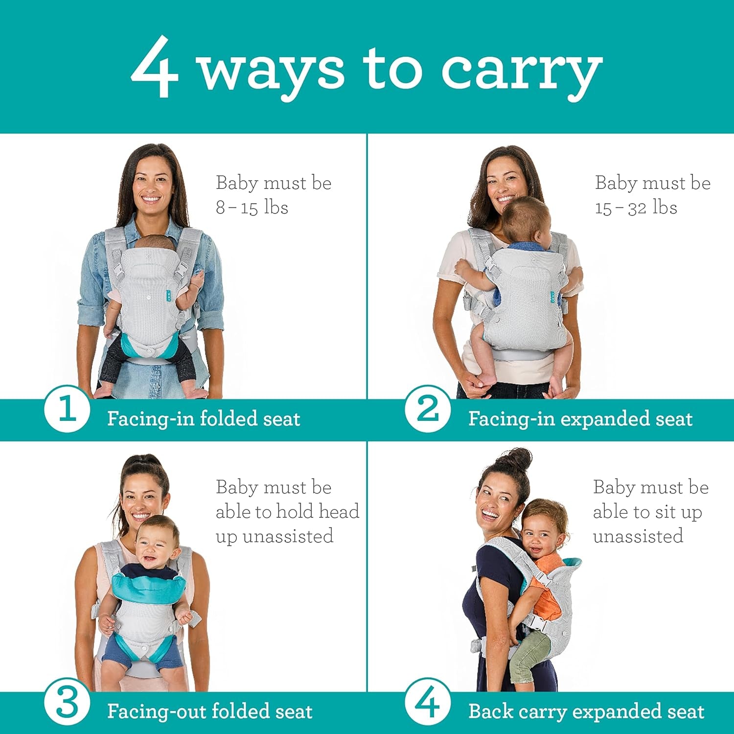 Flip 4-In-1 Light & Airy Convertible Carrier - Breathable, 4 Positions, Lumbar Support