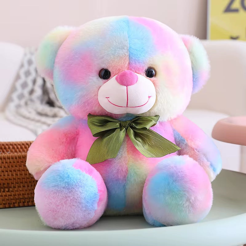 25-45CM Fantastic Rainbow Colorful Plush Bear Plush Toy Stuffed Animals Brown Teddy Bear Soft Doll Kids Toys Birthday Gift